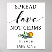Spread Love not kims sign with oranje Poster (Voorkant)