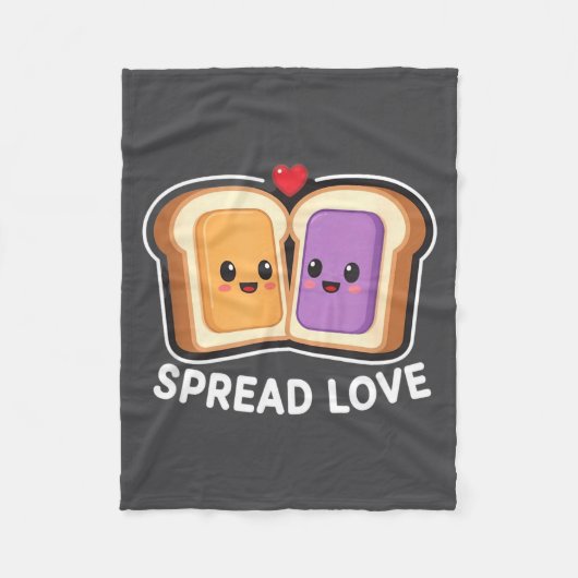 Spread Love Peanut Butter And Jelly Valentine Desi Fleece Deken (Voorkant)