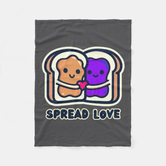 Spread Love Peanut Butter And Jelly Valentine Desi Fleece Deken (Voorkant)