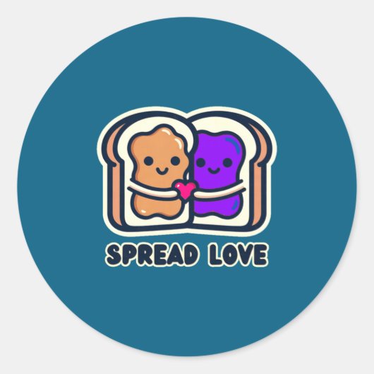 Spread Love Peanut Butter And Jelly Valentine Desi Ronde Sticker (Voorkant)