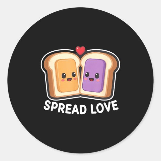 Spread Love Peanut Butter And Jelly Valentine Desi Ronde Sticker (Voorkant)