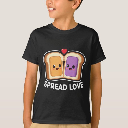 Spread Love Peanut Butter And Jelly Valentine Desi T-shirt (Voorkant)