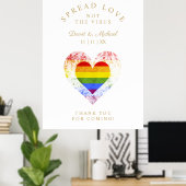 Spread Love Pride Rainbow Heart LGBT Weddenschap Poster (Thuiskantoor)