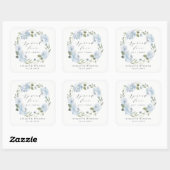 Spread Love Romantic dusty blue floral bruiloft Vierkante Sticker (Vel)
