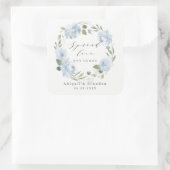 Spread Love Romantic dusty blue floral bruiloft Vierkante Sticker (Tas)