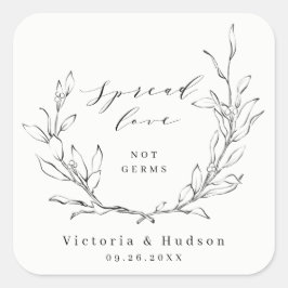 Spread Love Simple elegance botanical wreater Vierkante Sticker