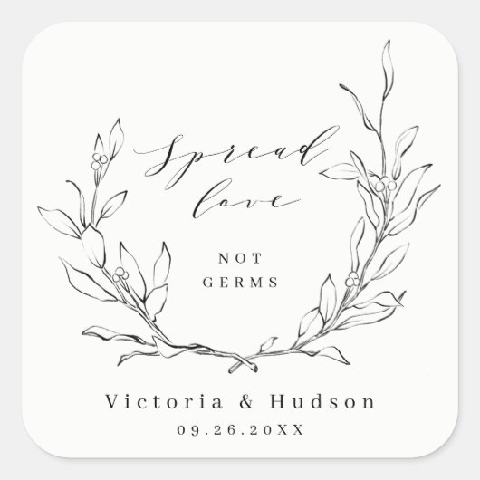 Spread Love Simple elegance botanical wreater Vierkante Sticker (Voorkant)