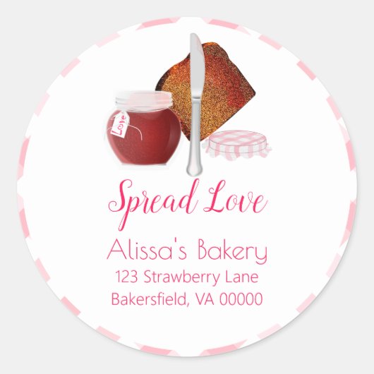 Spread Love Toast en Jam Adres Ronde Sticker (Voorkant)