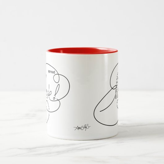 spread LOVE - Vette wolken Tweekleurige Koffiemok (Center)