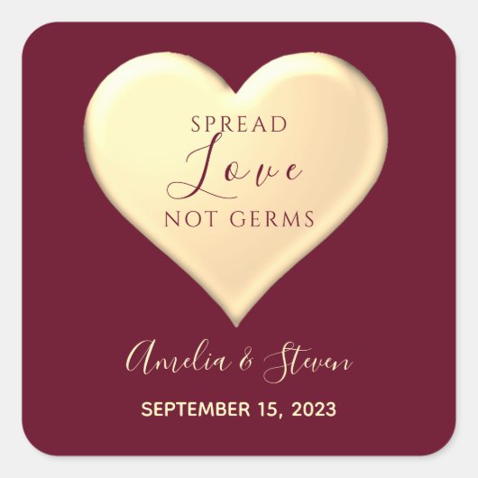 Spread Love Wedding Favor Vierkante Sticker (Voorkant)