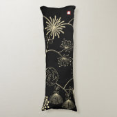 "Spread of Love" Golden Black Abstracte Flowers Lichaamskussen (Voorkant Verticaal)