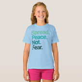 Spread Peace not Angst Green Typografie T-shirt (Voorkant volledig)
