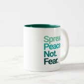 Spread Peace not Angst Green Typografie Tweekleurige Koffiemok (Voorkant rechts)
