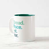 Spread Peace not Angst Green Typografie Tweekleurige Koffiemok (Voorkant links)