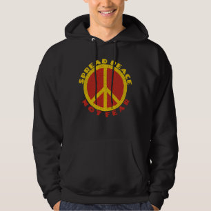 Spread Peace not Angst Peace Symbol Yellow Red Hoodie