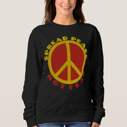 Spread Peace not Angst Peace Symbol Yellow Red Trui (Voorkant)