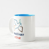 Spread Peace not Angst  Retro Dove Tweekleurige Koffiemok (Voorkant links)