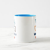 Spread Peace not Angst  Retro Dove Tweekleurige Koffiemok (Center)