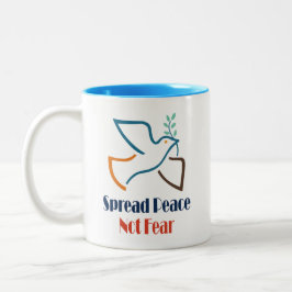 Spread Peace not Angst  Retro Dove Tweekleurige Koffiemok