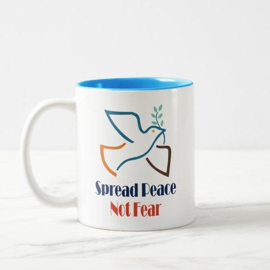 Spread Peace not Angst  Retro Dove Tweekleurige Koffiemok (Links)