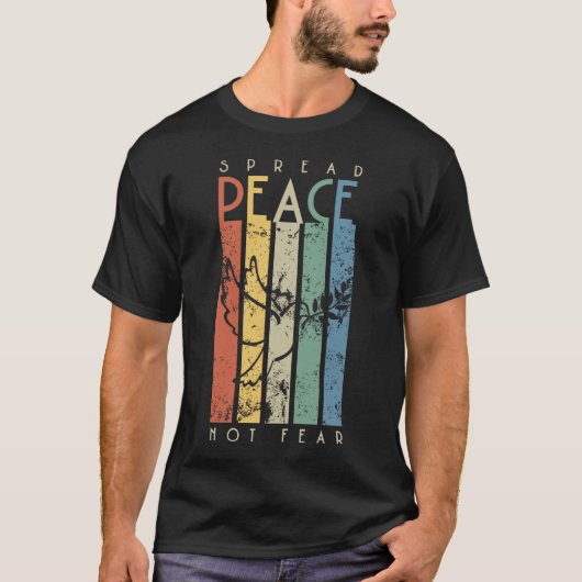 Spread Peace Not Fear Retro Stripes Dove T-shirts (Voorkant)