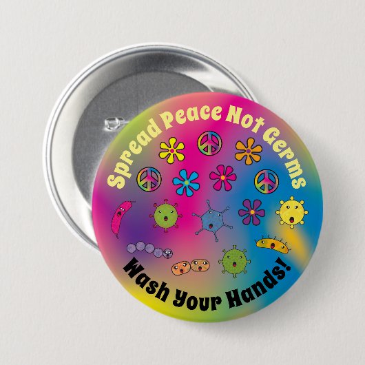 Spread Peace Not Germs Cute Cartoon Germs Ronde Button 7,6 Cm (Voorkant /achterkant)