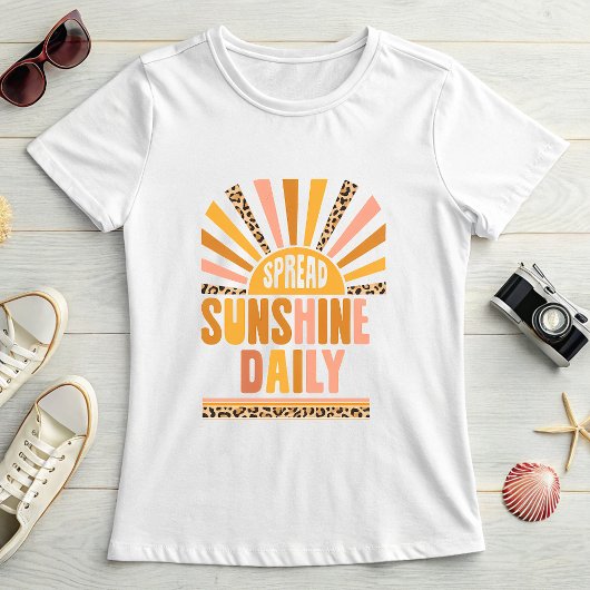 Spread Sunshine Daily Sunburst, Retro Summer T-shirt