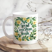 "Spread SunShine" Gele en Groene Bloemen Koffiemok