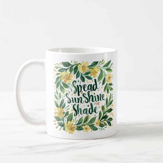 "Spread SunShine" Gele en Groene Bloemen Koffiemok (Links)
