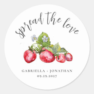 Spread The Love Aardbeienjam Trouwgunst Ronde Sticker