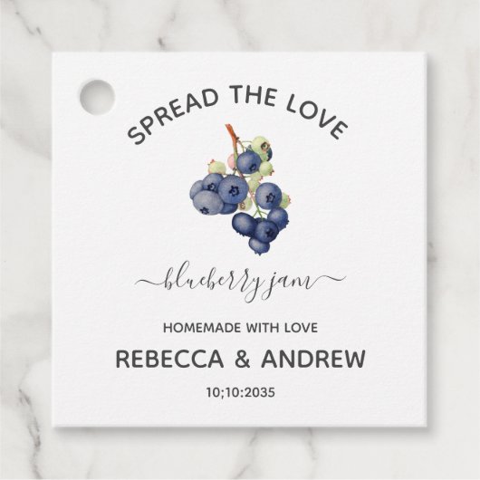 Spread the Love blueberry Jam Wedding Favor Labels (Voorkant)