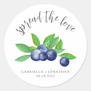 Spread the Love Blueberry Jam Wedding Favor Ronde Sticker