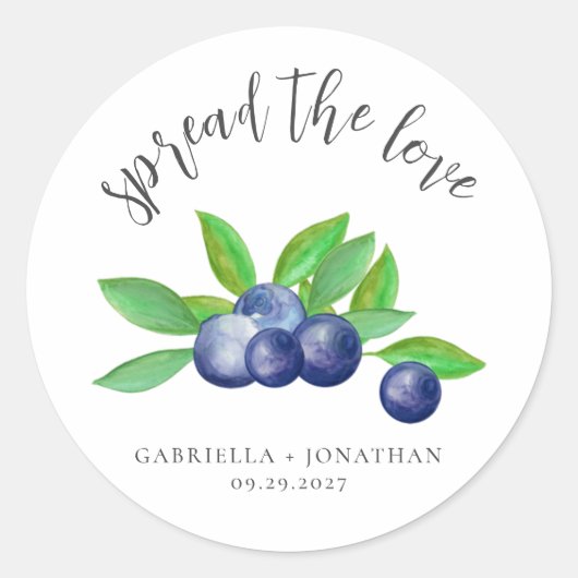 Spread the Love Blueberry Jam Wedding Favor Ronde Sticker (Voorkant)