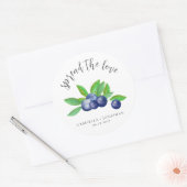 Spread the Love Blueberry Jam Wedding Favor Ronde Sticker (Envelop)