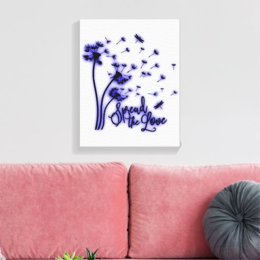 Spread The Love Dandelions and Dragonflies Canvas Afdruk (Insitu (Woonkamer))