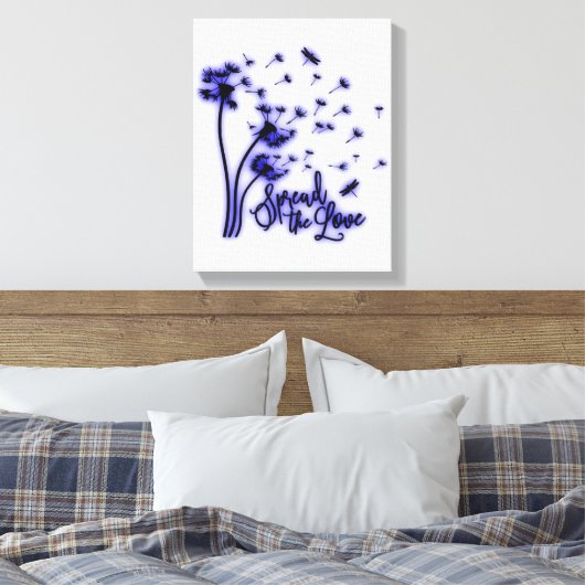 Spread The Love Dandelions and Dragonflies Canvas Afdruk (Insitu (Slaapkamer))