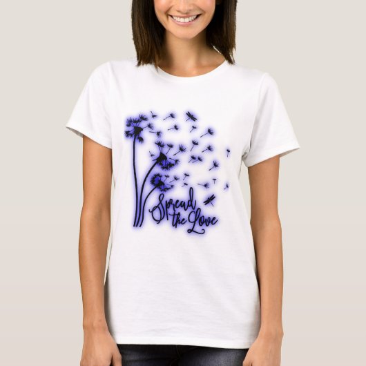 Spread The Love Dandelions and Dragonflies T-shirt (Voorkant)