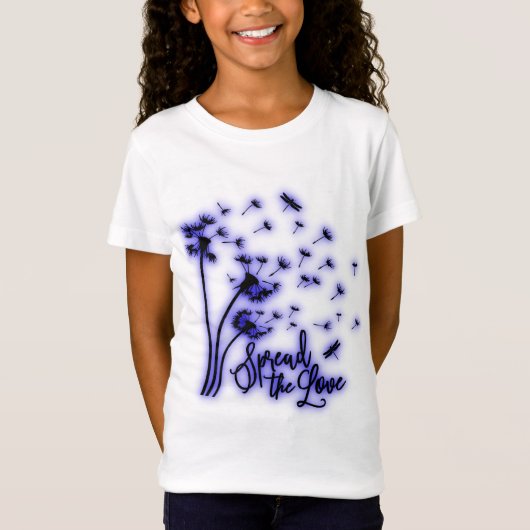 Spread The Love Dandelions and Dragonflies T-shirt (Voorkant)