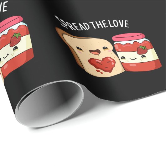 Spread the Love Funny Jam and Bread Pun Dark BG Cadeaupapier (Rol Hoek)