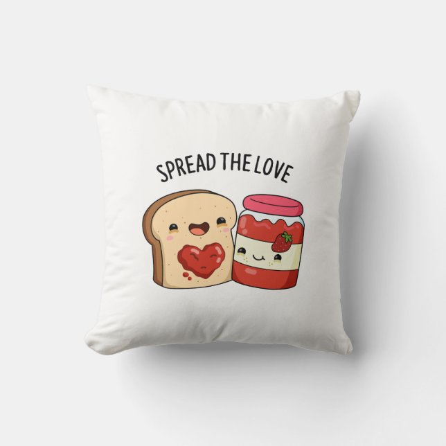 Spread the Love Funny Jam and Bread Pun Kussen (Voorkant)