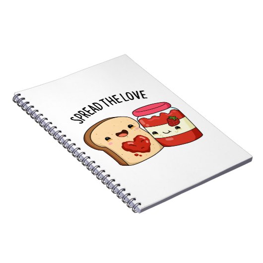 Spread the Love Funny Jam and Bread Pun Notitieboek (Rechterzijde)