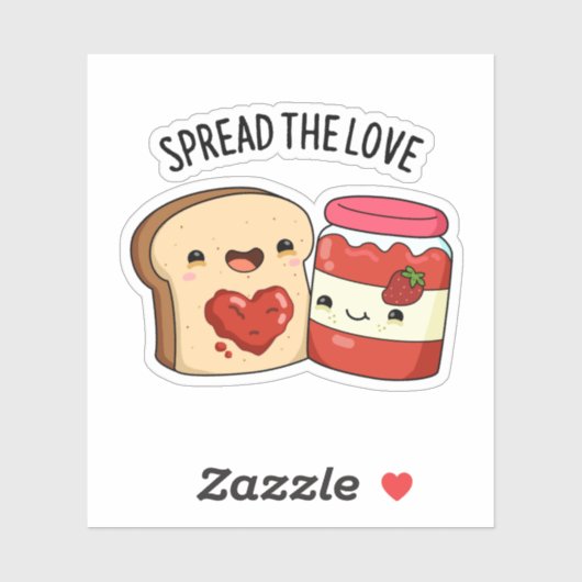 Spread the Love Funny Jam and Bread Pun Sticker (Vel)