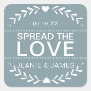 Spread the Love Jam Canning Wedding Favor Vierkante Sticker