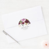 Spread the Love Moody Plum Floral Wedding Favor Ronde Sticker (Envelop)