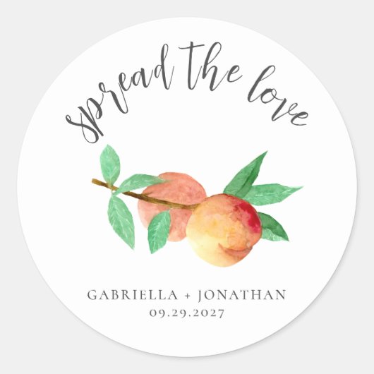 Spread The Love Peach Jam Wedding Favor Ronde Sticker (Voorkant)