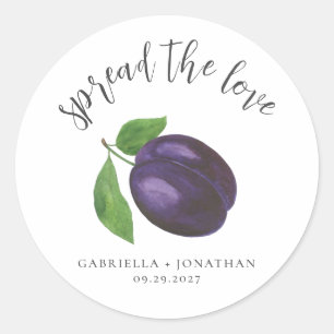Spread The Love Pruimenjam Bruiloft Favor  Ronde Sticker