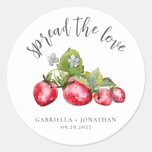 Spread the Love Strawberry Jam Wedding Favor Ronde Sticker (Voorkant)