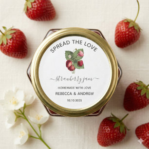 Spread the Love Strawberry Jam Wedding Favor Ronde Sticker