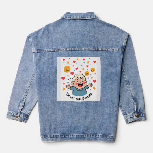 Spread the Smiles – Schattigee en vrolijke Doodle  Denim Jacket (Achterkant)