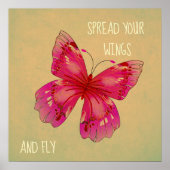 Spread your wings butterfly quote oriental art poster (Voorkant)